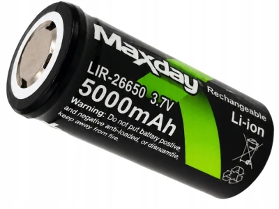 Verk 02053 Nabíjateľná batéria 26650, 5000 mAh, 3,7 V, Li-Ion, 1 ks
