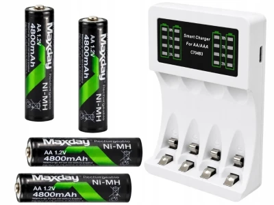 Verk 02049 Nabíječka USB‑C pro AA/AAA baterie, LED + 4x baterie AA