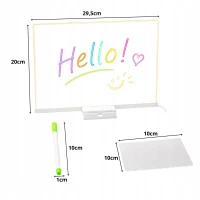 Verk 12434 Akrylová LED světelná tabule na psaní s USB nabíjením + 7x fix