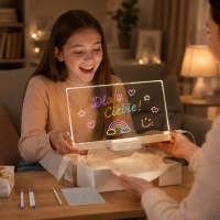 Verk 12434 Akrylová LED světelná tabule na psaní s USB nabíjením + 7x fix