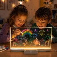Verk 12434 Akrylová LED světelná tabule na psaní s USB nabíjením + 7x fix