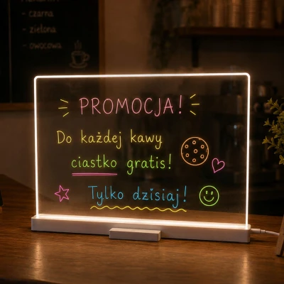 Verk 12434 Akrylová LED světelná tabule na psaní s USB nabíjením + 7x fix