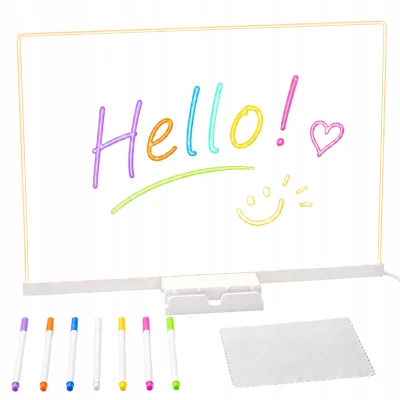 Verk 12434 Akrylová LED světelná tabule na psaní s USB nabíjením + 7x fix