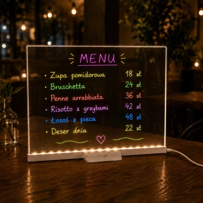 Verk 12434 Akrylová LED světelná tabule na psaní s USB nabíjením + 7x fix