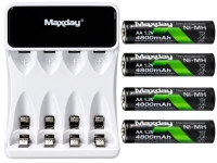 Verk 02051 Nabíječka USB-C pro AA/AAA s LCD + 4x baterie AA