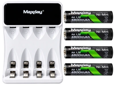 Verk 02051 Nabíječka USB-C pro AA/AAA s LCD + 4x baterie AA