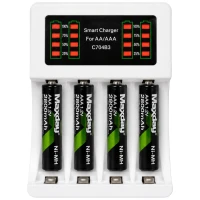 Verk 02050 Nabíječka USB‑C pro AA/AAA baterie, LED + 4x baterie AAA