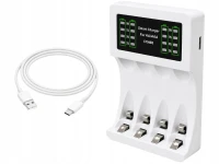 Verk 02050 Nabíječka USB‑C pro AA/AAA baterie, LED + 4x baterie AAA