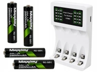 Verk 02050 Nabíječka USB‑C pro AA/AAA baterie, LED + 4x baterie AAA
