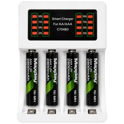 Verk 02050 Nabíječka USB‑C pro AA/AAA baterie, LED + 4x baterie AAA