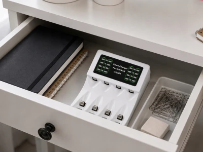 Verk 02050 Nabíječka USB‑C pro AA/AAA baterie, LED + 4x baterie AAA