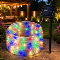 Verk 12436 Solární zahradní LED hadice 50 LED, 8 režimů, 7 m, vícebarevná