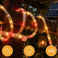 Verk 12436 Solární zahradní LED hadice 50 LED, 8 režimů, 7 m, vícebarevná