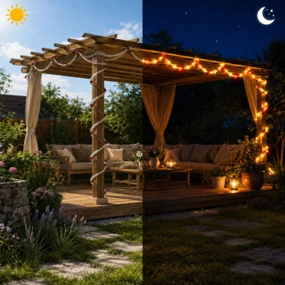 Verk 12436 Solární zahradní LED hadice 50 LED, 8 režimů, 7 m, vícebarevná