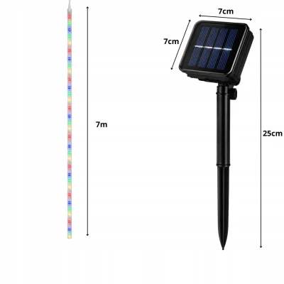 Verk 12436 Solární zahradní LED hadice 50 LED, 8 režimů, 7 m, vícebarevná