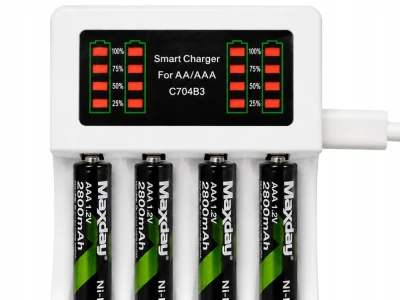 Verk 02055 Rychlonabíječka na baterie AA/AAA s USB-C s LED indikací