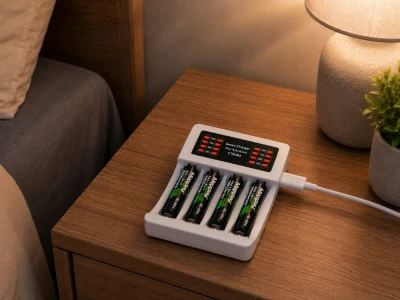 Verk 02055 Rychlonabíječka na baterie AA/AAA s USB-C s LED indikací