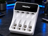 Verk 02056 Nabíjačka batérií AA/AAA s USB-C, 4 slotmi a LED indikáciou