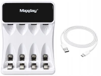 Verk 02056 Nabíjačka batérií AA/AAA s USB-C, 4 slotmi a LED indikáciou