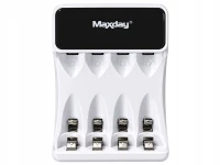 Verk 02056 Nabíjačka batérií AA/AAA s USB-C, 4 slotmi a LED indikáciou