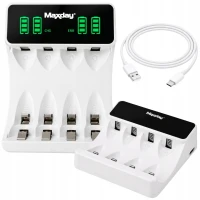 Verk 02056 Nabíjačka batérií AA/AAA s USB-C, 4 slotmi a LED indikáciou