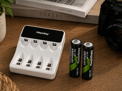 Verk 02056 Nabíjačka batérií AA/AAA s USB-C, 4 slotmi a LED indikáciou