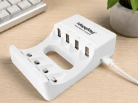 Verk 02054 Nabíječka na baterie AA/AAA s USB-C se 4 sloty a LED indikací