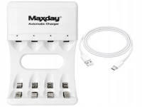 Verk 02054 Nabíječka na baterie AA/AAA s USB-C se 4 sloty a LED indikací