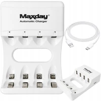 Verk 02054 Nabíječka na baterie AA/AAA s USB-C se 4 sloty a LED indikací