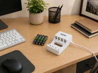 Verk 02054 Nabíječka na baterie AA/AAA s USB-C se 4 sloty a LED indikací