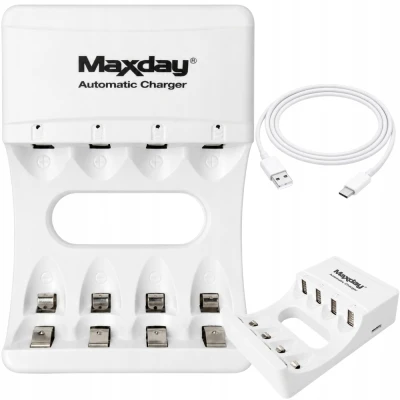 Verk 02054 Nabíječka na baterie AA/AAA s USB-C se 4 sloty a LED indikací