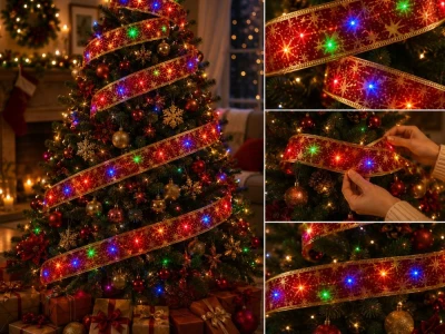 Verk 27712 LED svetelná stuha na vianočný stromček, 4 m, 40 LED, červená