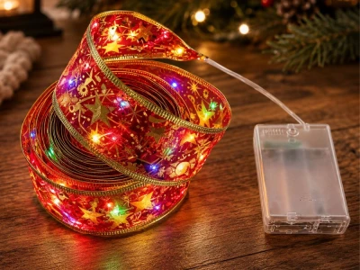 Verk 27712 LED svetelná stuha na vianočný stromček, 4 m, 40 LED, červená