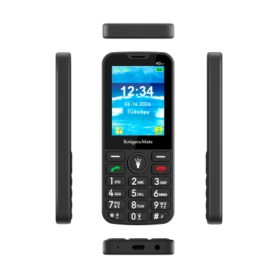 Kruger&Matz KM0924-4G Telefón pre seniorov Simple 924, Dual SIM, Bluetooth, čierny