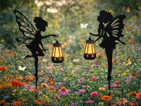 Verk 12398 Solárne záhradné lampy so senzorom súmraku, víla s lucernou, 2 ks