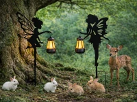 Verk 12398 Solárne záhradné lampy so senzorom súmraku, víla s lucernou, 2 ks