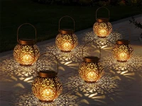 Verk 12408 Solární LED závěsný lampion se senzorem soumraku, měděný