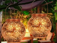 Verk 12408 Solární LED závěsný lampion se senzorem soumraku, měděný