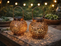 Verk 12408 Solární LED závěsný lampion se senzorem soumraku, měděný