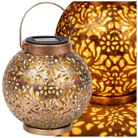 Verk 12408 Solární LED závěsný lampion se senzorem soumraku, měděný
