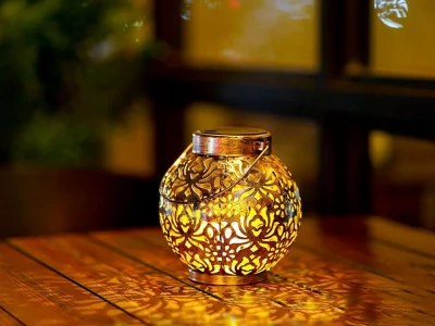 Verk 12408 Solární LED závěsný lampion se senzorem soumraku, měděný