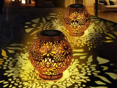 Verk 12408 Solární LED závěsný lampion se senzorem soumraku, měděný