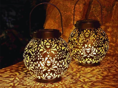 Verk 12408 Solární LED závěsný lampion se senzorem soumraku, měděný