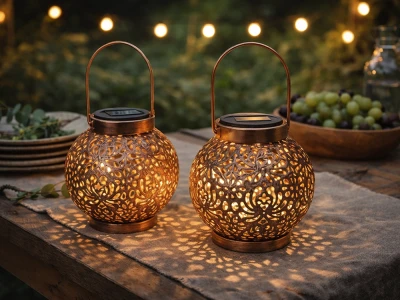 Verk 12408 Solární LED závěsný lampion se senzorem soumraku, měděný