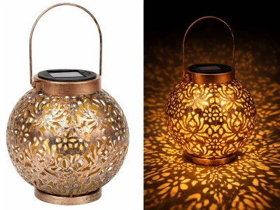 Verk 12408 Solární LED závěsný lampion se senzorem soumraku, měděný
