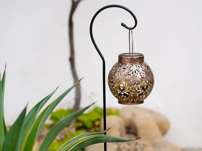 Verk 12408 Solární LED závěsný lampion se senzorem soumraku, měděný