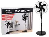 Verk 16049 Stojanový ventilátor s oscilací 40 cm, 3 rychlosti, 112 - 127 cm, černý