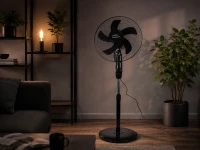 Verk 16049 Stojanový ventilátor s oscilací 40 cm, 3 rychlosti, 112 - 127 cm, černý
