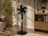 Verk 16049 Stojanový ventilátor s oscilací 40 cm, 3 rychlosti, 112 - 127 cm, černý