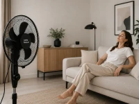 Verk 16049 Stojanový ventilátor s oscilací 40 cm, 3 rychlosti, 112 - 127 cm, černý
